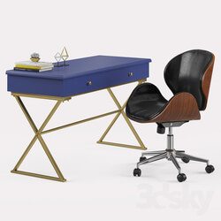 Table Chair Baxton Studio Bruce Modern Office Chair with Linon Campaign Desk 