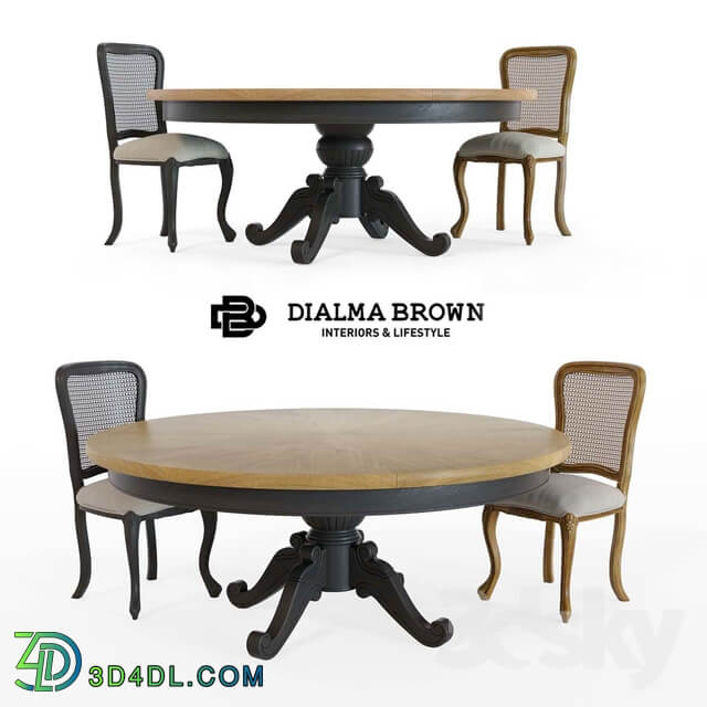 Table Chair Dialma Brown table and chair