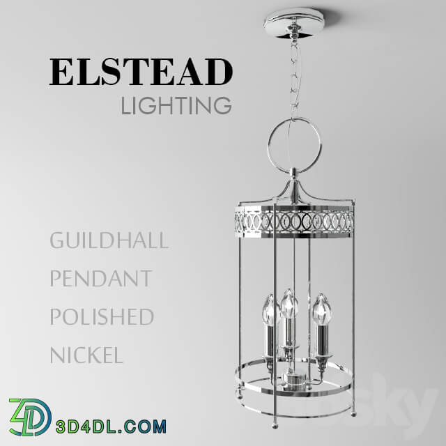 Guildhall Pendant Polished Nickel Pendant light 3D Models