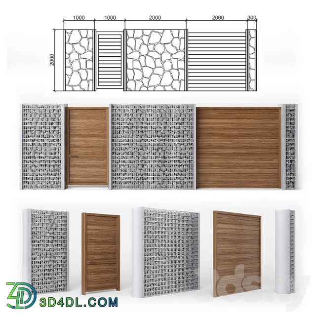 Fence gabion 3D Models