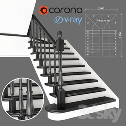 Two staircase ladder with staggered steps 2 version 