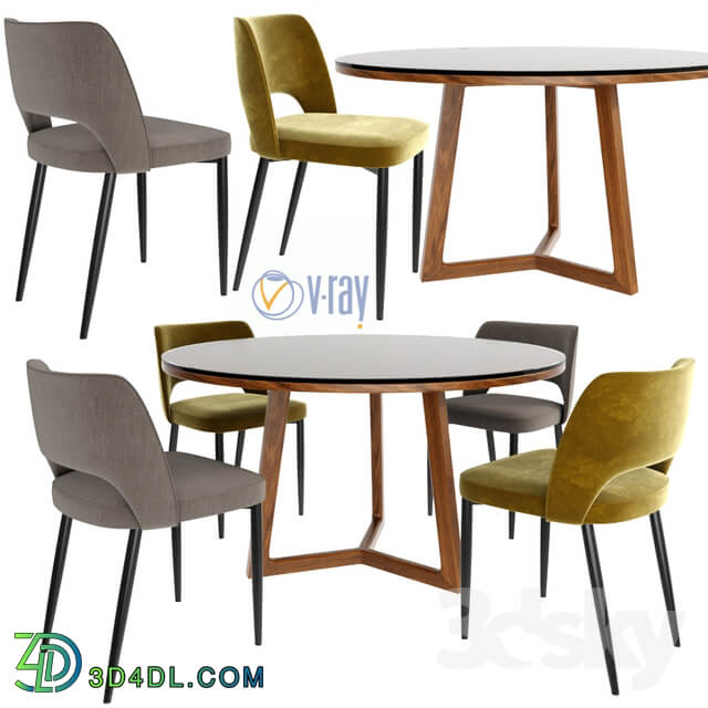 Table Chair Poliform Dining Chair Set 2