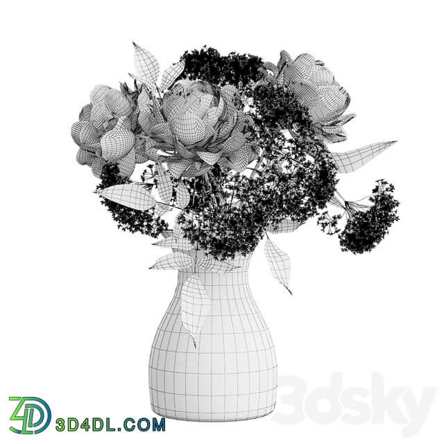 Bouquet of flowers in a vase 23 3D Models