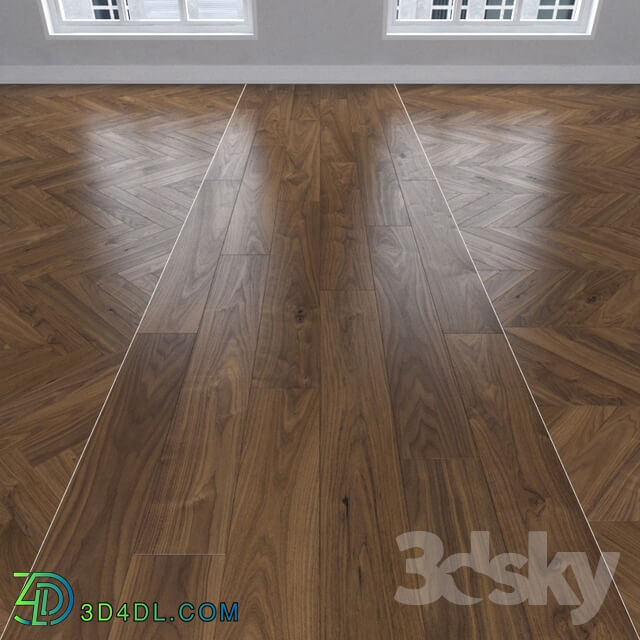 Wood Parquet American walnut 3 kinds herringbone linear chevron.