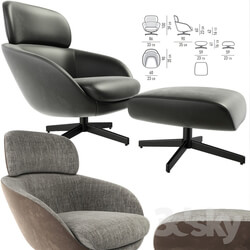 Minotti Russell Arm Chair With Puff 