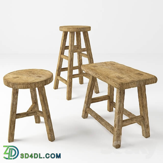 Rustic chairs. Rustic stools