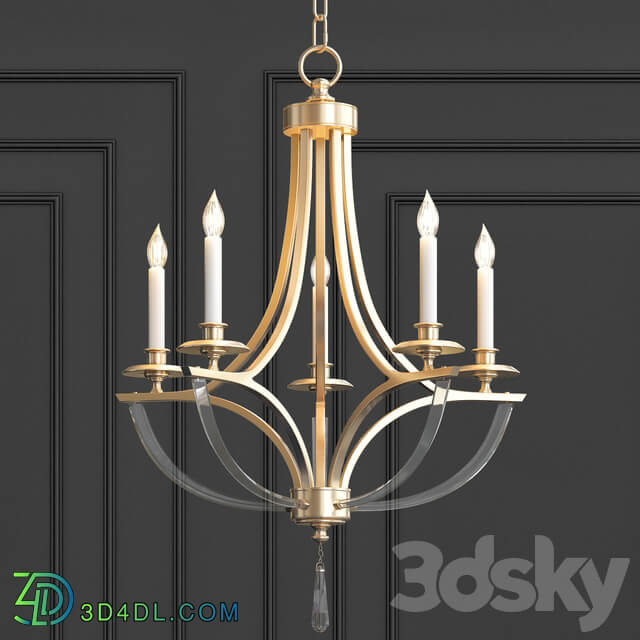 Bent 5 Light Crystal Chandelier Pendant light 3D Models