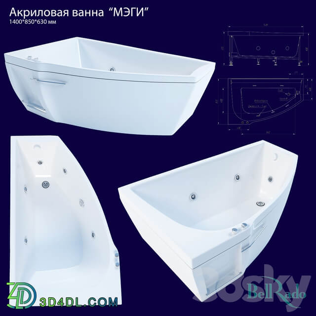 Acrylic bathtub Bellrado Magee 3D Models