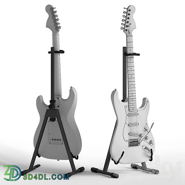 Squier Fender stratocaster Electric Guitar 3D Models
