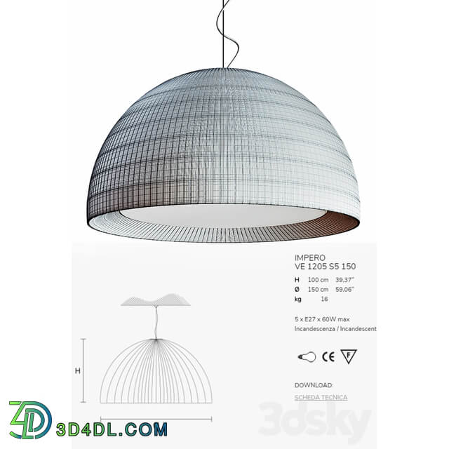 Masiero IMPERO VE 1205 S5 150 cm diameter Pendant light 3D Models