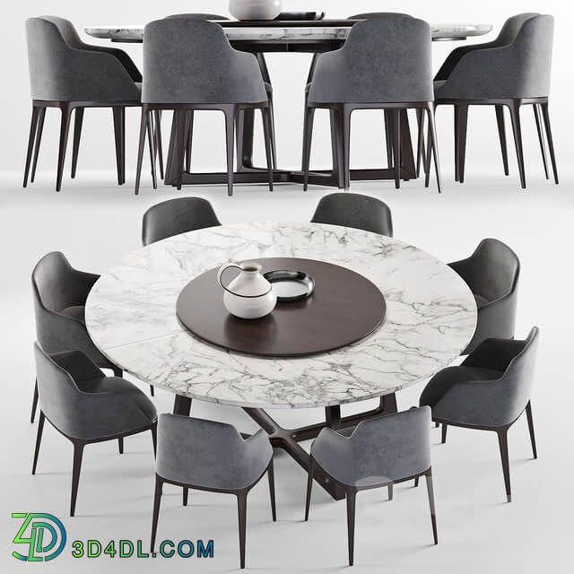 Table Chair Poliform Grace chair Concorde Round table