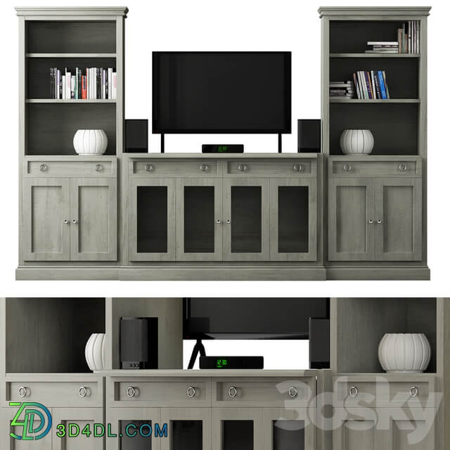 Cameo 4 Piece Gray Storage Bookcase Entertainment 3D Models