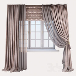 Pink velor curtains with a gold print 