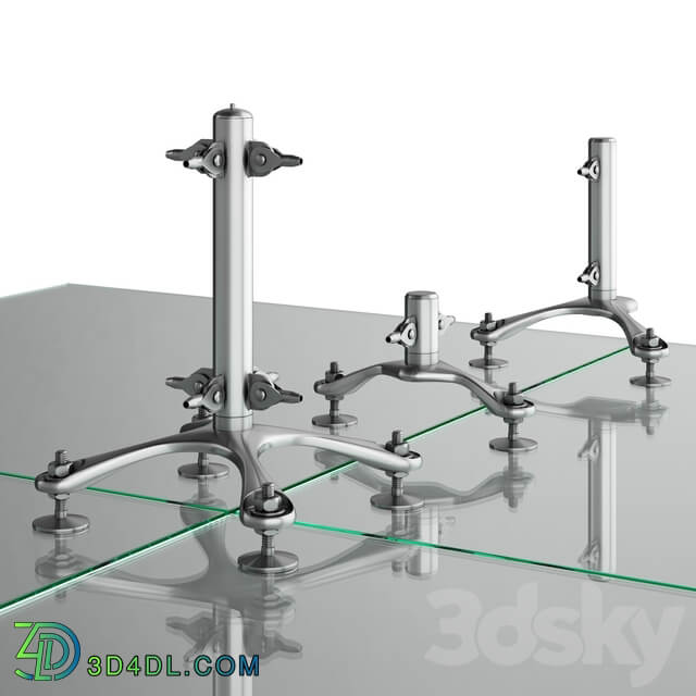 SADEV spider system for glass panels 3D Models