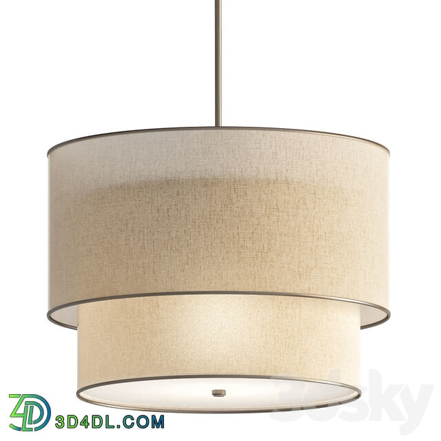 Rh Two tier Round Shade Linen Pendant light 3D Models