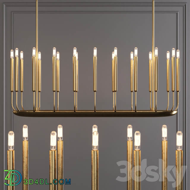 Restoration Hardware QUENOUILLES LINEAR CHANDELIER 50 Brass Pendant light 3D Models