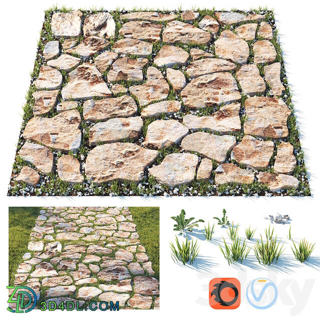 Decorative grass path 3D Models