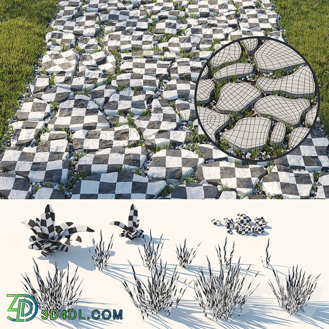 Decorative grass path 3D Models