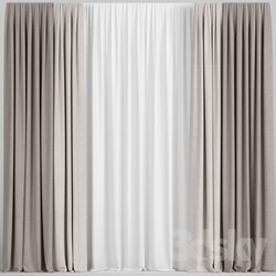 Light brown curtains with tulle. 