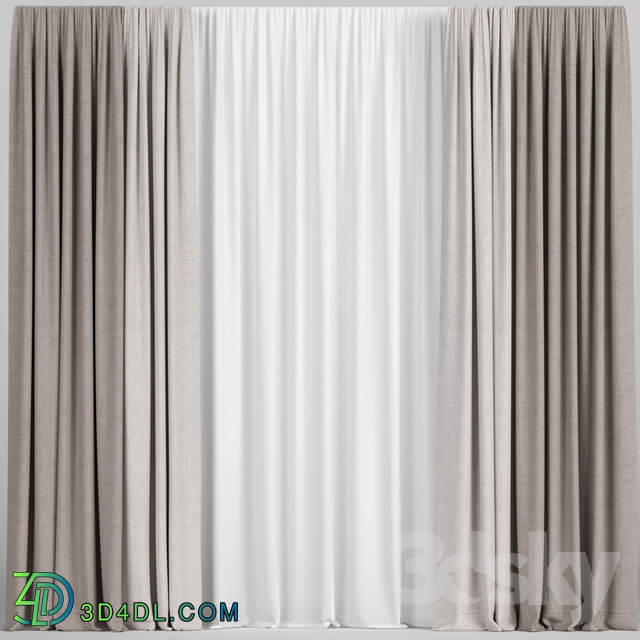 Light brown curtains with tulle.