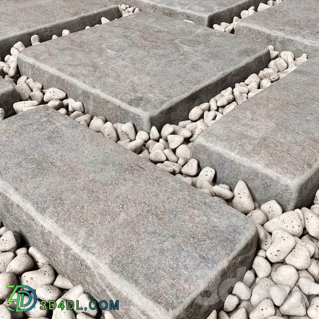 Paving and pebble Pebble paving 3D Models