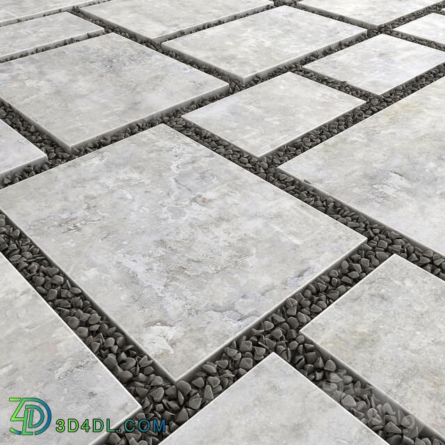 Square pebble Square of slabs with pebbles 3D Models