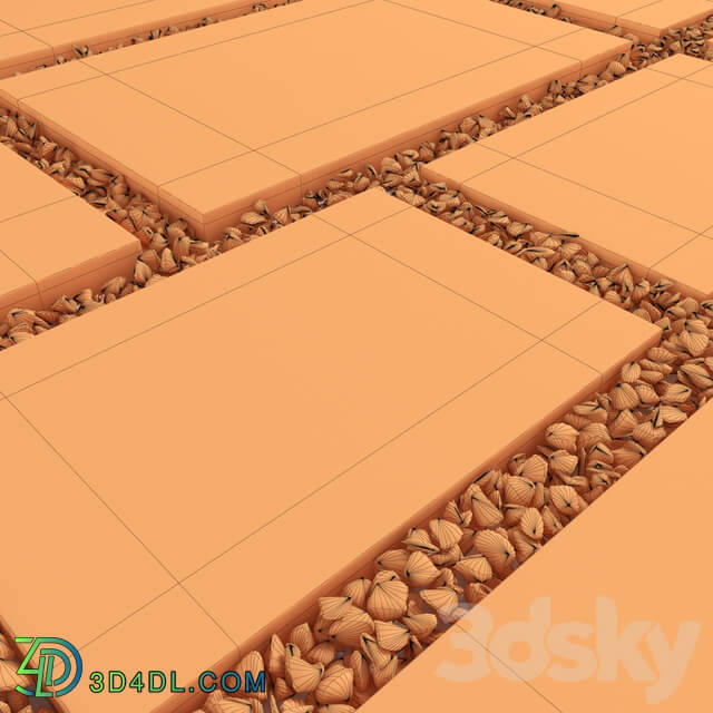 Square pebble Square of slabs with pebbles 3D Models