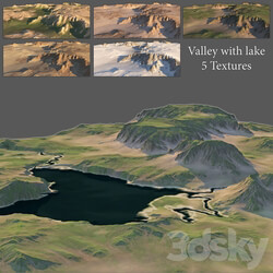 Valley with a lake 5 textures 3D Models 