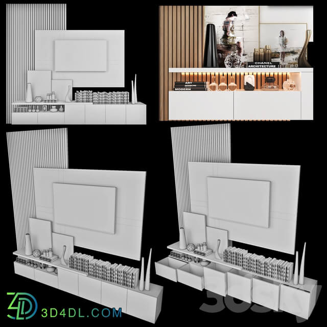 TV Wall set 24 3D Models