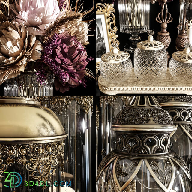 DECORATIVE SET 20 Dried flower antique lantern.