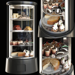 Refrigerator with desserts and sweets for shops or cafes. Confectionery 3D Models 