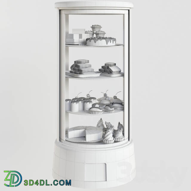 Refrigerator with desserts and sweets for shops or cafes. Confectionery 3D Models