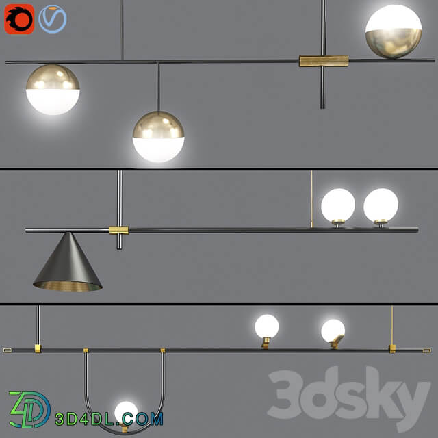Ceiling Suspensions Light Set 02 Pendant light 3D Models