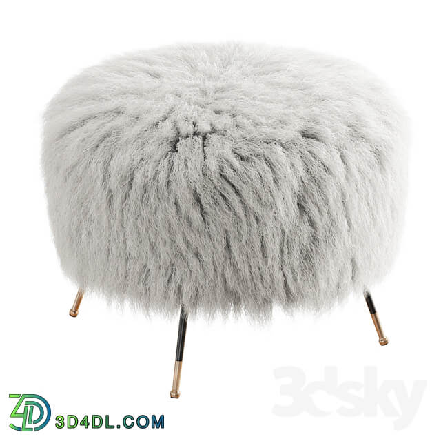 Mongolian Goat Fur Italian Footstool 2