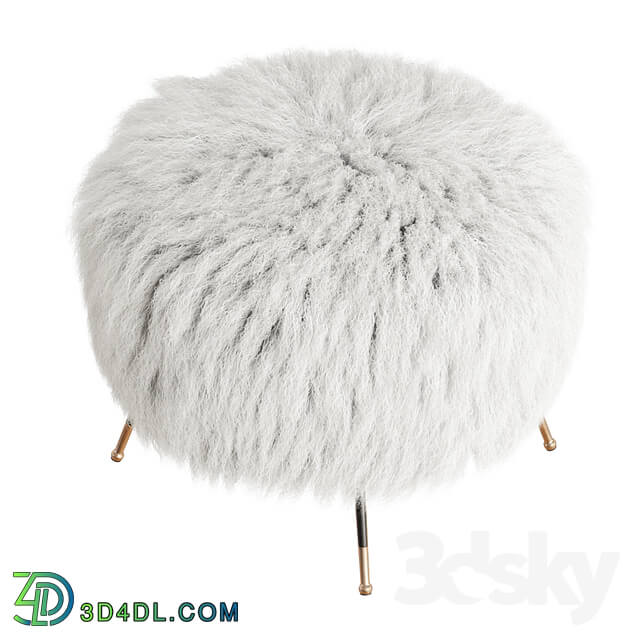 Mongolian Goat Fur Italian Footstool 2