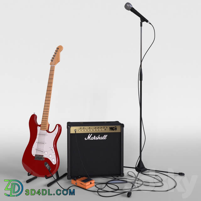 Electric guitar with amplifier