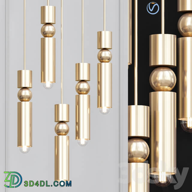 Fulcrum by Lee Broom Brass Pendant light 3D Models