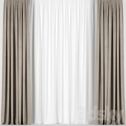 Brown curtains with tulle 