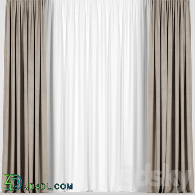 Brown curtains with tulle