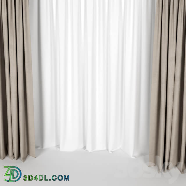 Brown curtains with tulle