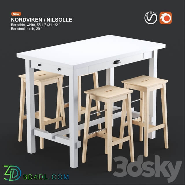 Table Chair Ikea NORDVIKEN bar table and NILSOLLE bar stool white and birch