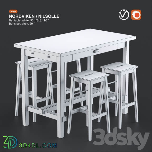 Table Chair Ikea NORDVIKEN bar table and NILSOLLE bar stool white and birch