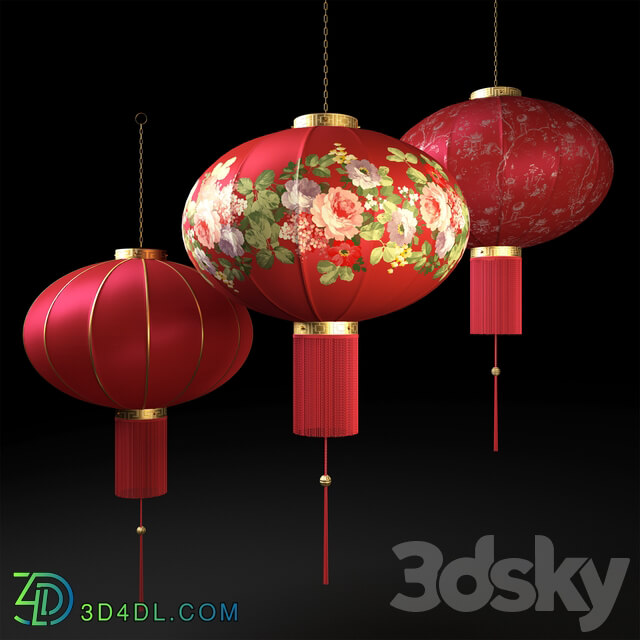 Chinese lanterns Pendant light 3D Models