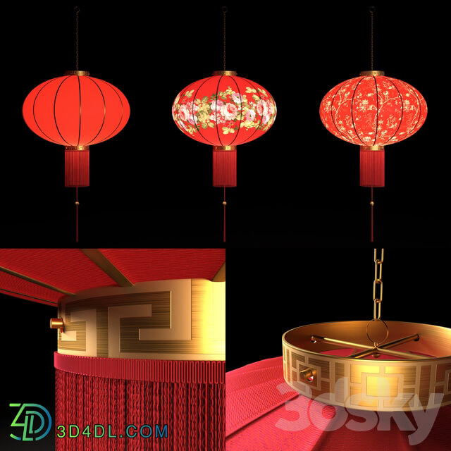 Chinese lanterns Pendant light 3D Models