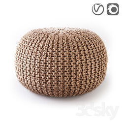 BISHO wicker pouf round 