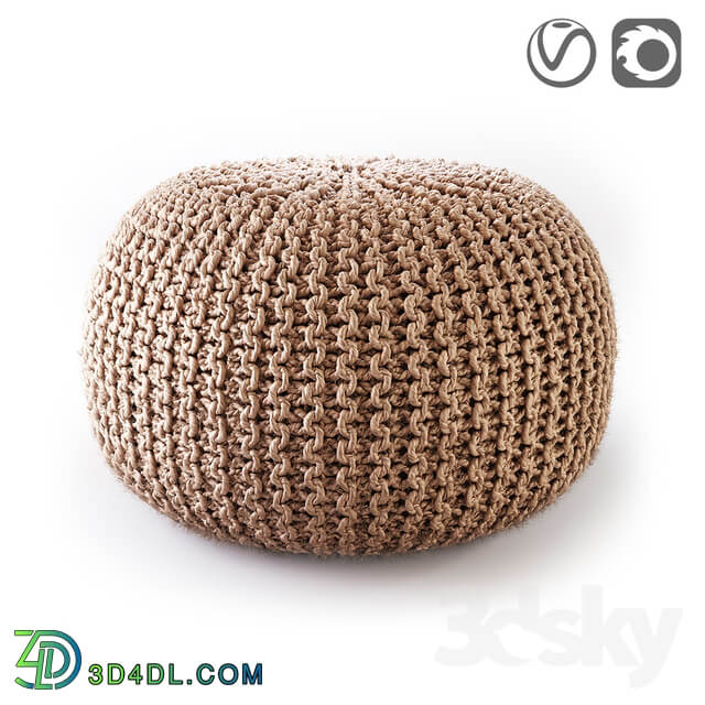 BISHO wicker pouf round