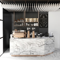Cafe design 5. Coffee coffee maker coffee machine coffee point coffee grinder dishes marble panels 3D Models 