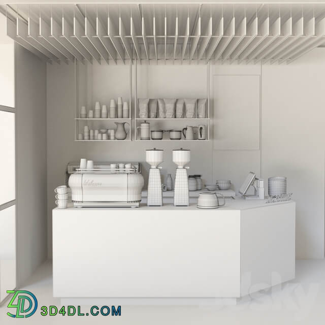 Cafe design 5. Coffee coffee maker coffee machine coffee point coffee grinder dishes marble panels 3D Models