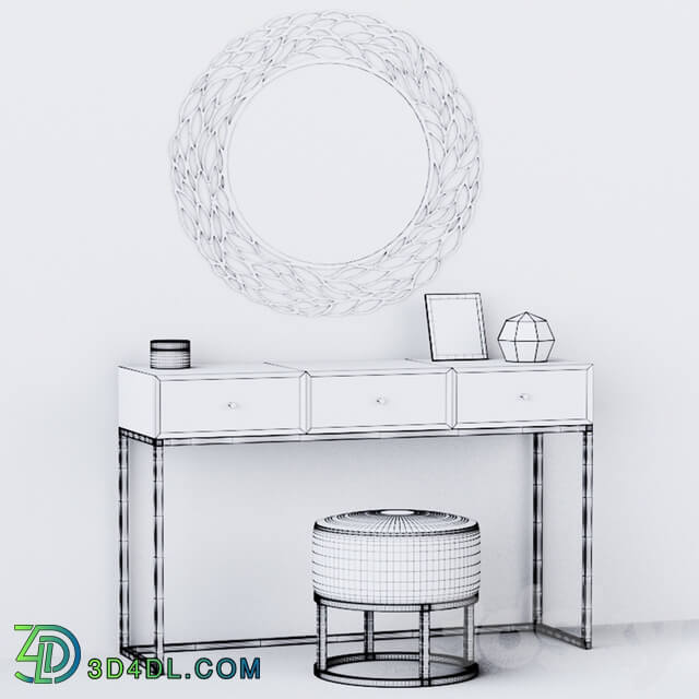 CAZARINA interiors Dressing table with mirror and ottoman 3D Models