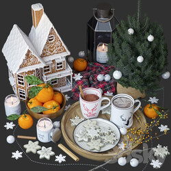 Decorative set with gingerbread house 